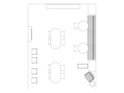 A line drawing viewed from above - Staff Lounge 009