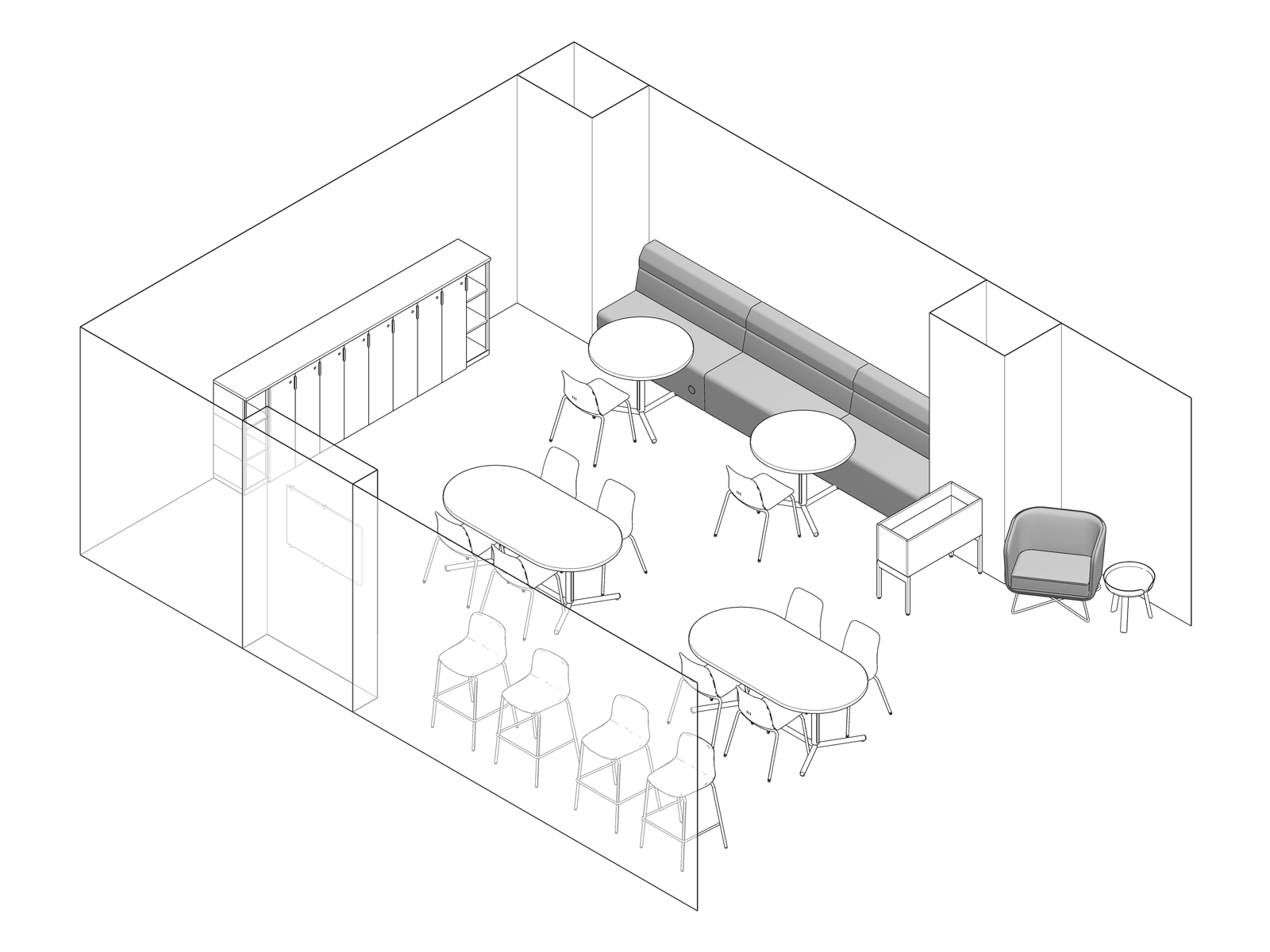 A line drawing - Staff Lounge 009