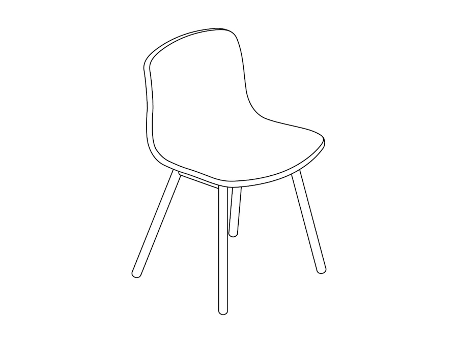 Un dibujo - Silla About A–Sin brazos–Base de madera maciza y 4 patas–Con tapizado opcional para el asiento (AAC12)
