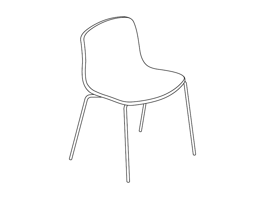 Un dibujo - Silla About A–Sin brazos–Base apilable de metal–Tapicería de asiento opcional (AAC16)