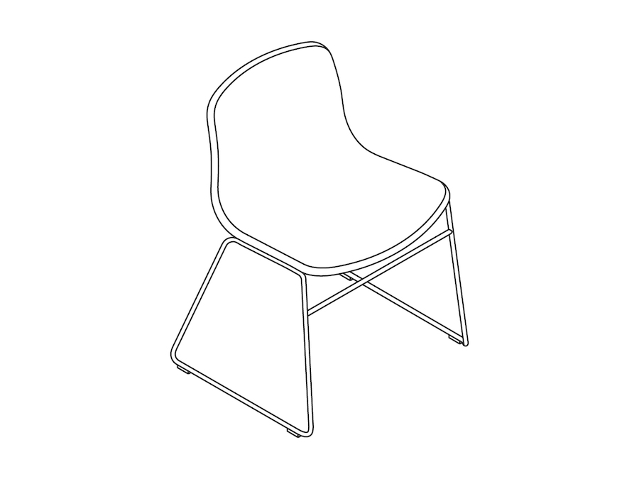 A line drawing - About A Chair–Armless–Sled Base–Fully Upholstered (AAC09)
