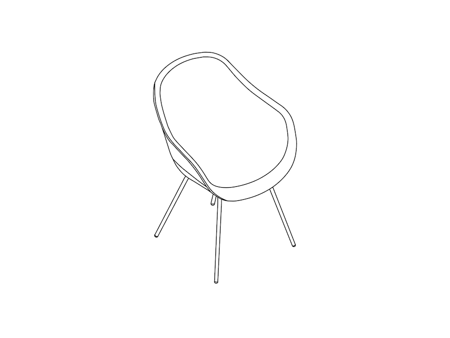 A line drawing - About A Chair–High Back–With Arms–4-Leg Metal Base–Fully Upholstered (AAC127)