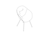 A line drawing - About A Chair–High Back–With Arms–4-Leg Metal Base–Soft Upholstered (AAC127S)