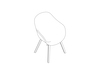 A line drawing - About A Chair–High Back–With Arms–4-Leg Molded Wood Base–Fully Upholstered (AAC123)