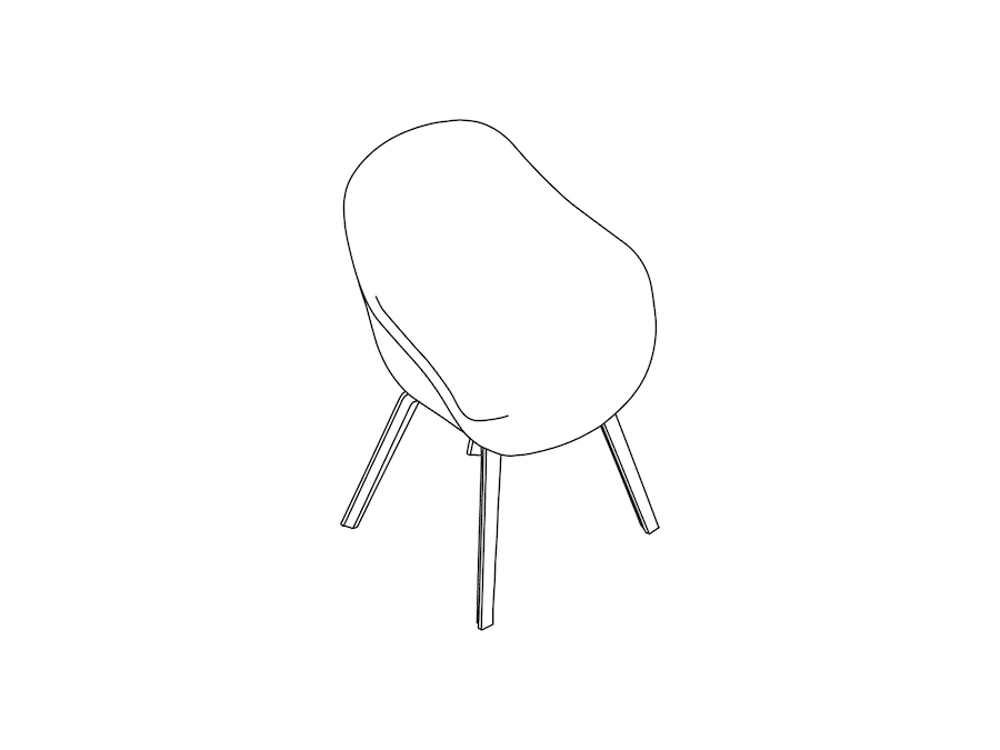 A line drawing - About A Chair–High Back–With Arms–4-Leg Molded Wood Base–Fully Upholstered (AAC123)