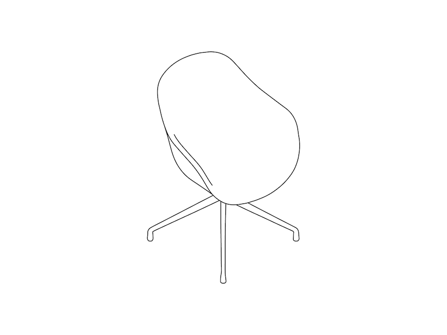 A line drawing - About A Chair–High Back–With Arms–4-Star Swivel Base–Fully Upholstered (AAC121)