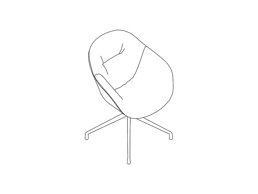 A line drawing - About A Chair–High Back–With Arms–4-Star Swivel Base–Soft Upholstered (AAC121S)