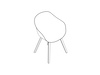 A line drawing - About A Chair–Low Arms–4-Leg Molded Wood Base (AAC222)