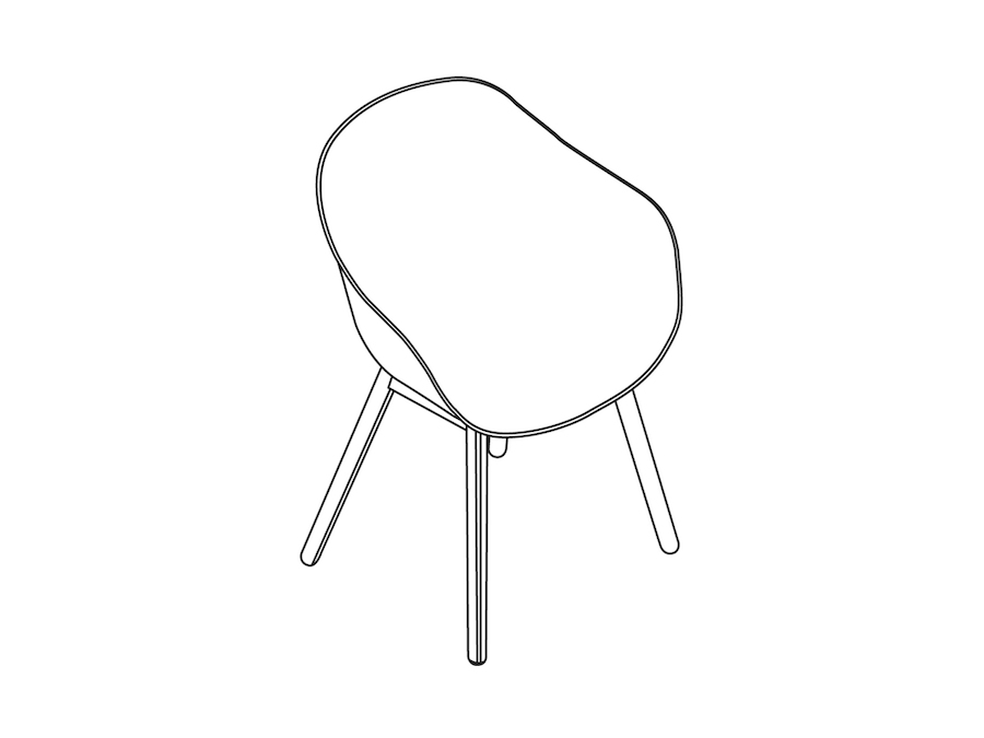 A line drawing - About A Chair–Low Arms–4-Leg Solid Wood Base (AAC212)