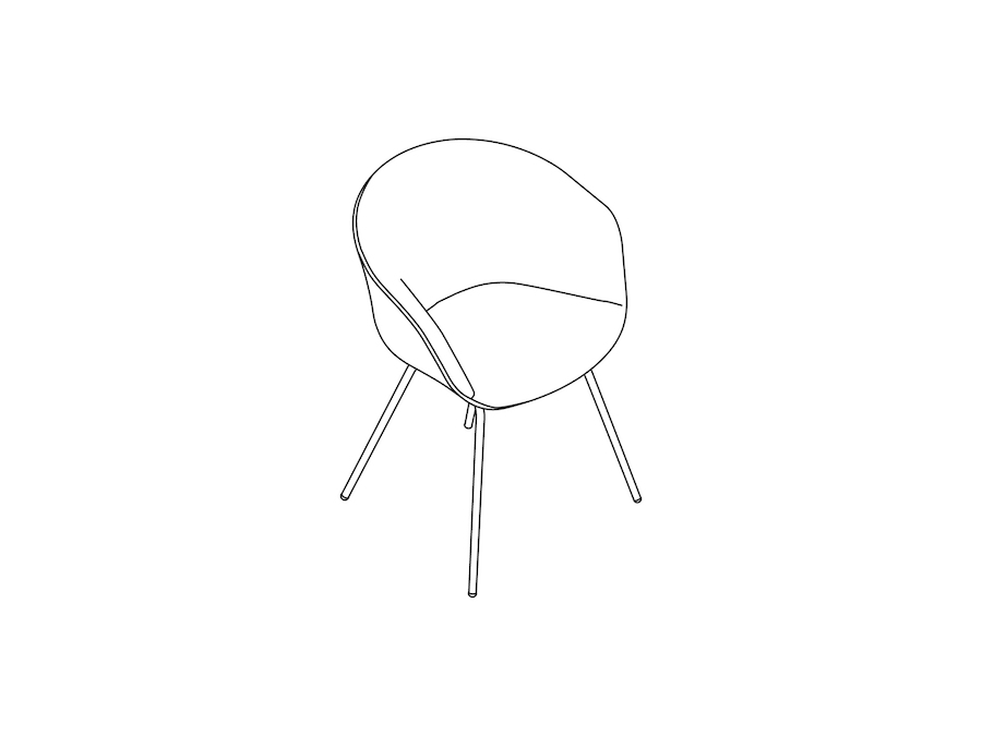 A line drawing - About A Chair–With Arms–4-Leg Metal Base–Soft Duo Upholstered (AAC27SD)