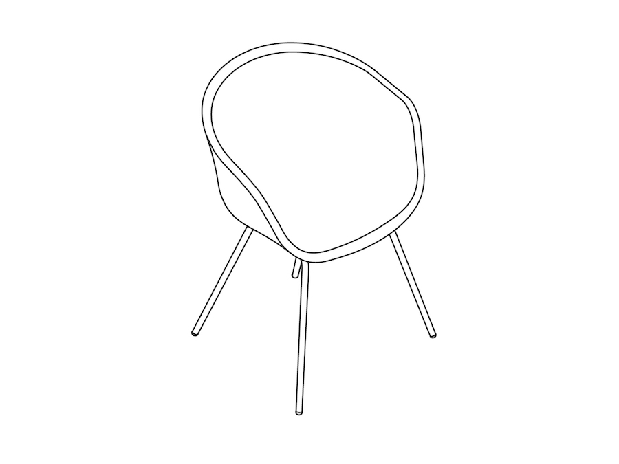 A line drawing - About A Chair–With Arms–4-Leg Metal Base–Optional Seat Upholstery (AAC26)