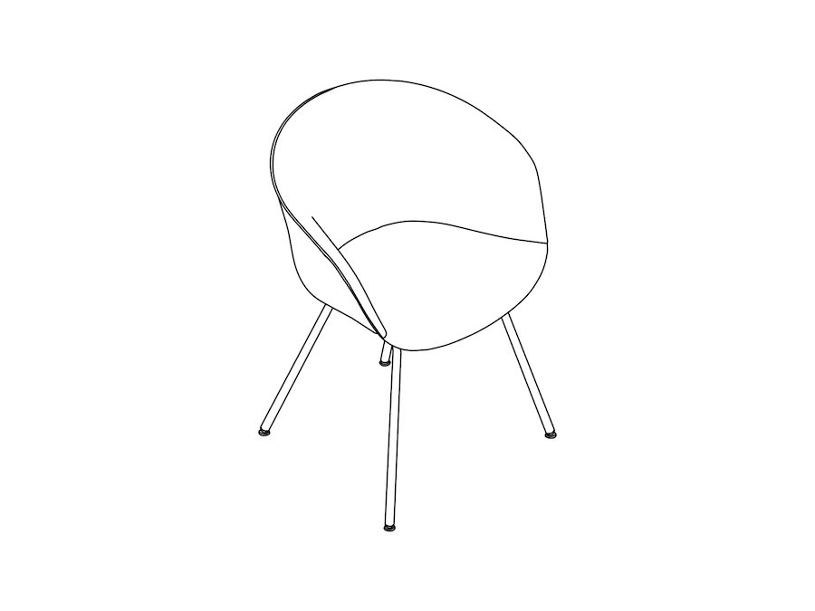Um desenho de linha - Cadeira About A Chair–Com braços–Base de 4 pernas em metal–Estofada (AAC27S)