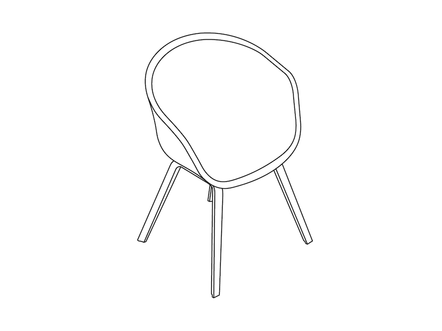 A line drawing - About A Chair–With Arms–4-Leg Molded Wood Base–Fully Upholstered (AAC23)