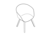Um desenho de linha - About A Chair – Com braços – Base de madeira moldada com 4 pernas – Baixa – Estofamento do assento opcional (AAC42)