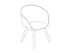 A line drawing - About A Chair–With Arms–4-Leg Molded Wood Base–Optional Seat Upholstery (AAC22)