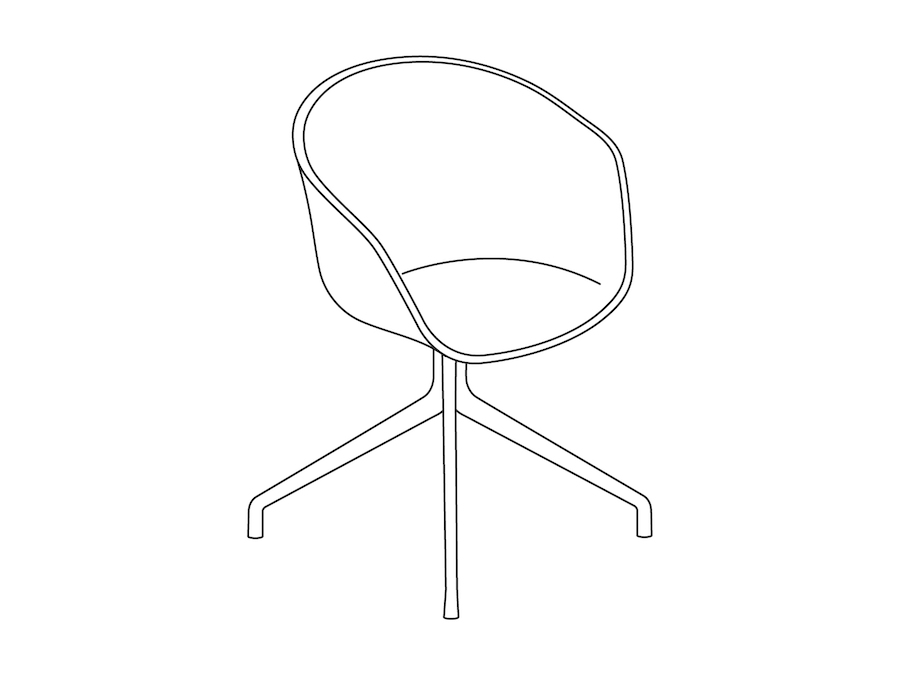 Um desenho de linha - About A Chair–Com braços–Base 4 estrelas giratória–Assento estofado opcional (AAC20)