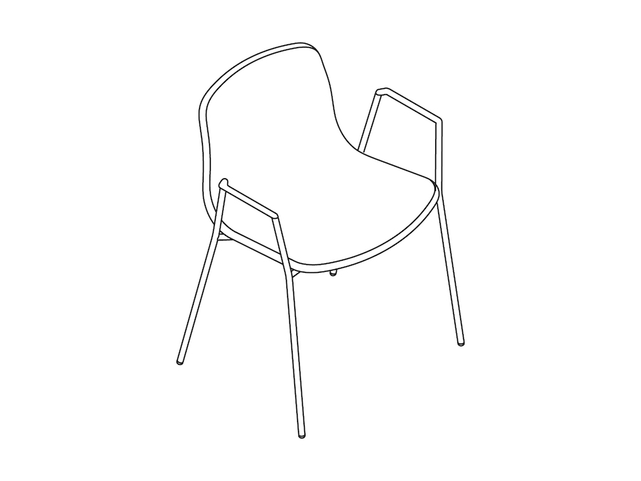 A line drawing - About A Chair–With Arms–Metal Stacking Base–Fully Upholstered (AAC19)