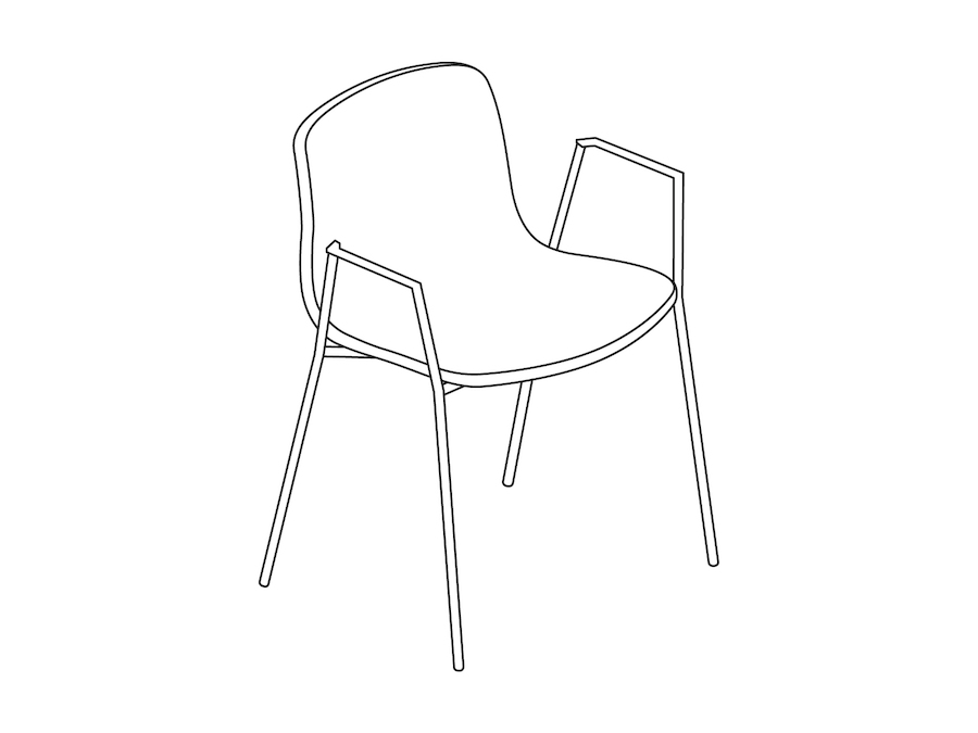 A line drawing - About A Chair–With Arms–Metal Stacking Base–Optional Seat Upholstery (AAC18)