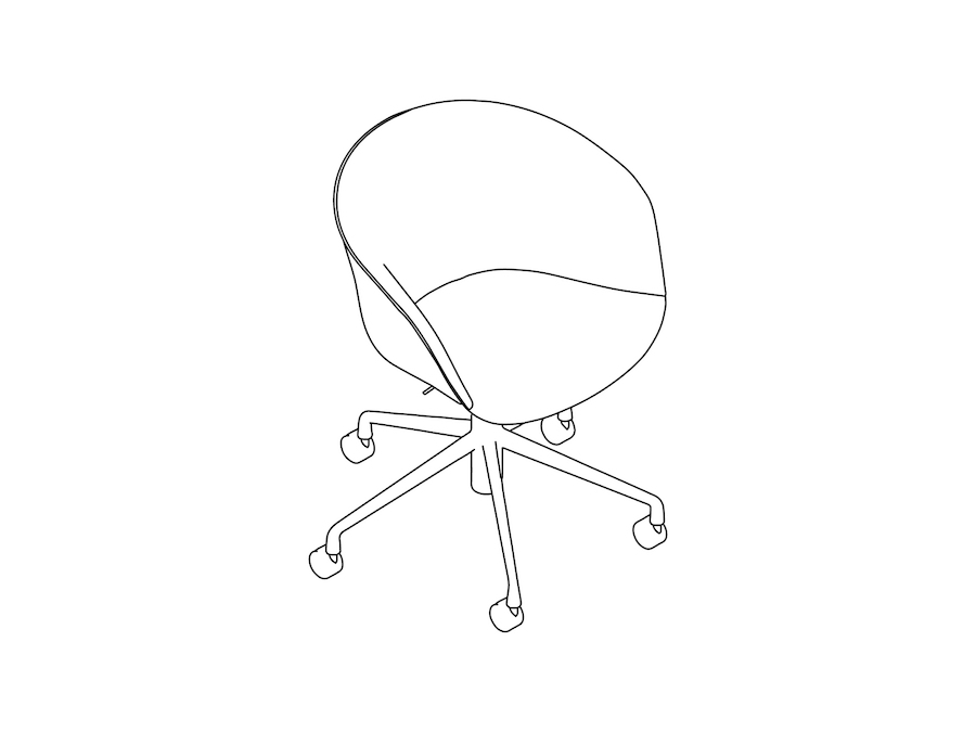 A line drawing - About A Chair, Office–With Arms–5-Star Caster Base–Soft Upholstered (AAC53S)