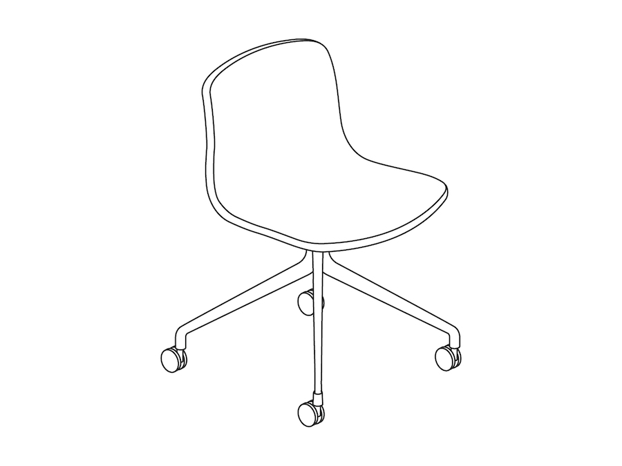 A line drawing - About A Chair, Office–Armless–4-Star Caster Base–Optional Seat Upholstery (AAC14)