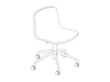 A line drawing - About A Chair, Office–Armless–5-Star Caster Base–Optional Seat Upholstery (AAC50)