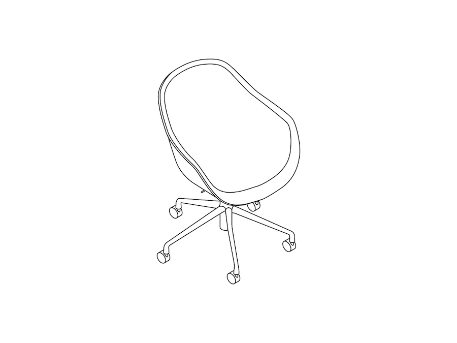 A line drawing - About A Chair, Office–High Back–With Arms–5-Star Caster Base–Fully Upholstered (AAC153)
