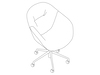 A line drawing - About A Chair, Office–High Back–With Arms–5-Star Caster Base–Soft Upholstered (AAC153S)