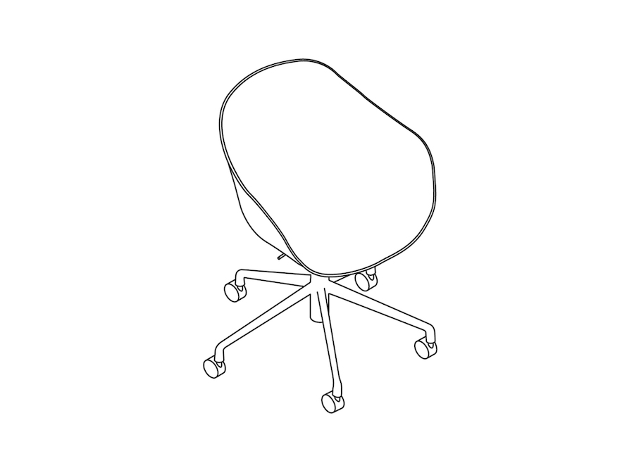 A line drawing - About A Chair, Office–Low Arms–5-Star Caster Base (AAC252)