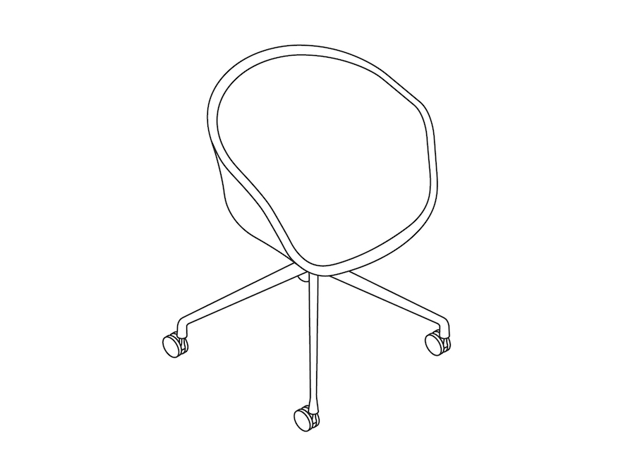 A line drawing - About A Chair, Office–With Arms–4-Star Caster Base–Fully Upholstered (AAC25)