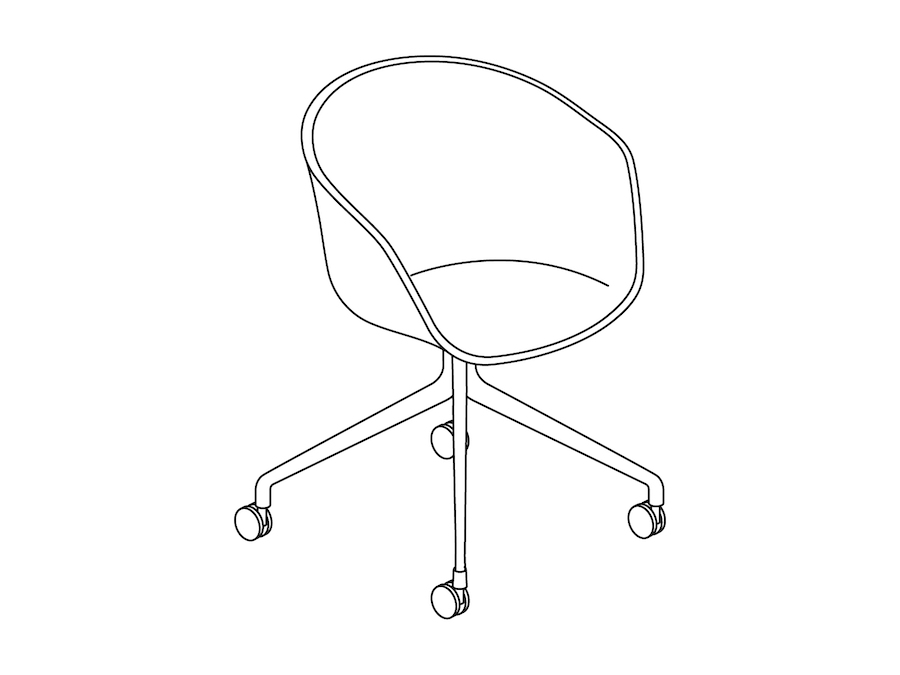 A line drawing - About A Chair, Office–With Arms–4-Star Caster Base–Optional Seat Upholstery (AAC24)