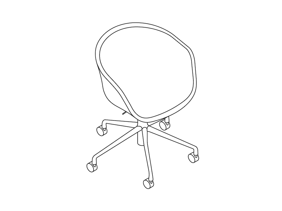 A line drawing - About A Chair, Office–With Arms–5-Star Caster Base–Fully Upholstered (AAC53)