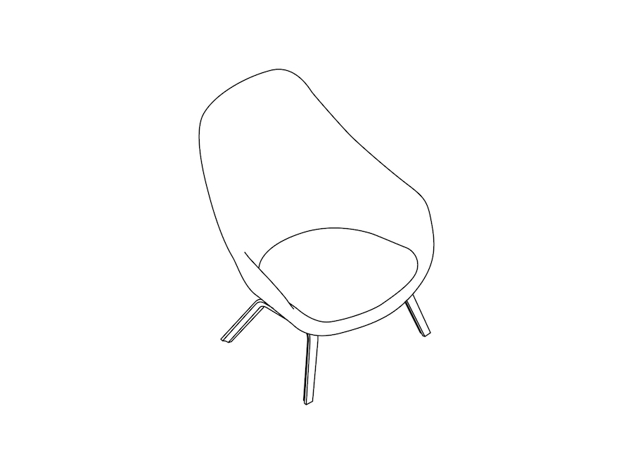 A line drawing - About A Lounge Chair–High Back–4-Leg Molded Wood Base (AAL93)