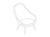 A line drawing - About A Lounge Chair–High Back–4-Leg Solid Wood Base (AAL92)