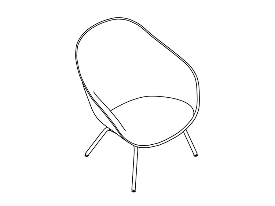 Um desenho de linha - About A Lounge Chair – Encosto baixo – Base de metal com 4 pernas – Totalmente estofada (AAL87)