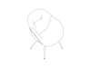 A line drawing - About A Lounge Chair–Low Back–4-Leg Metal Base–Soft Duo Upholstered (AAL87SD)
