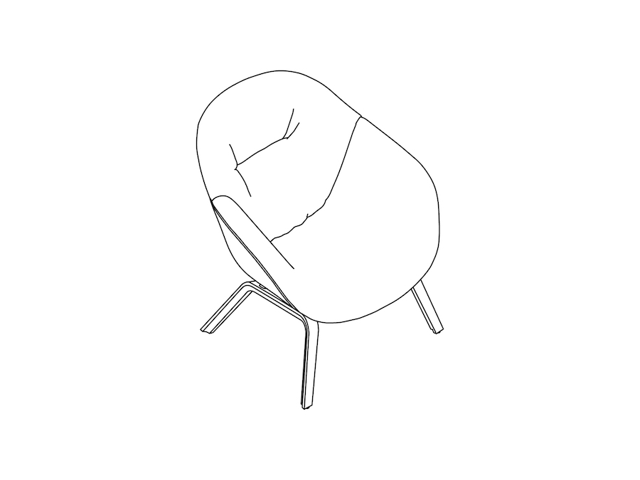 A line drawing - About A Lounge Chair–Low Back–4-Leg Molded Wood Base–Soft Duo Upholstered (AAL83SD)