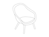 A line drawing - About A Lounge Chair–Low Back–4-Leg Solid Wood Base–Fully Upholstered (AAL82)