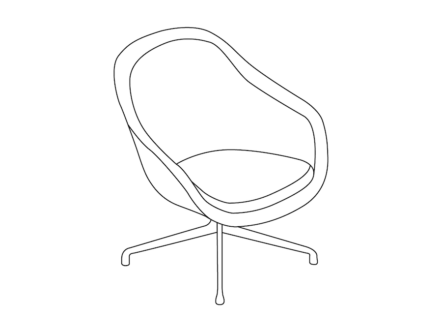 A line drawing - About A Lounge Chair–Low Back–Swivel Base–Fully Upholstered (AAL81)