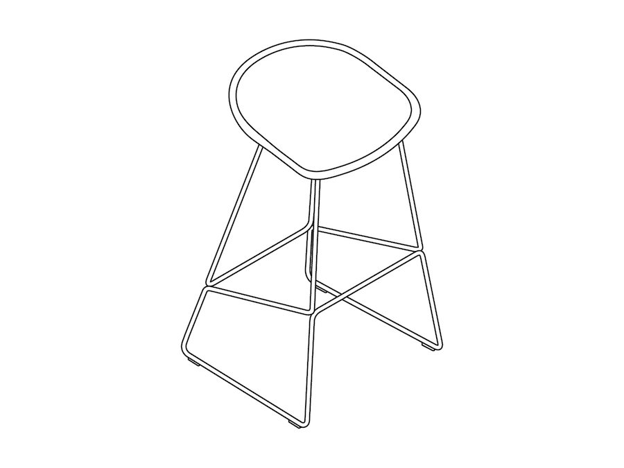 A line drawing - About A Stool–Bar Height–Metal Base–Fully Upholstered (AAS39H)