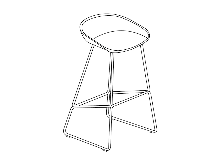 A line drawing - About A Stool–Bar Height–Metal Base–Optional Seat Upholstery (AAS38H)