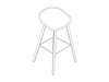 A line drawing - About A Stool–Bar Height–Molded Wood Base–Fully Upholstered (AAS33H)