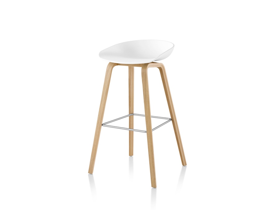 A photo - About A Stool–Bar Height–Molded Wood Base–Optional Seat Upholstery (AAS32H)