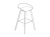 A line drawing - About A Stool–Bar Height–Molded Wood Base–Optional Seat Upholstery (AAS32H)