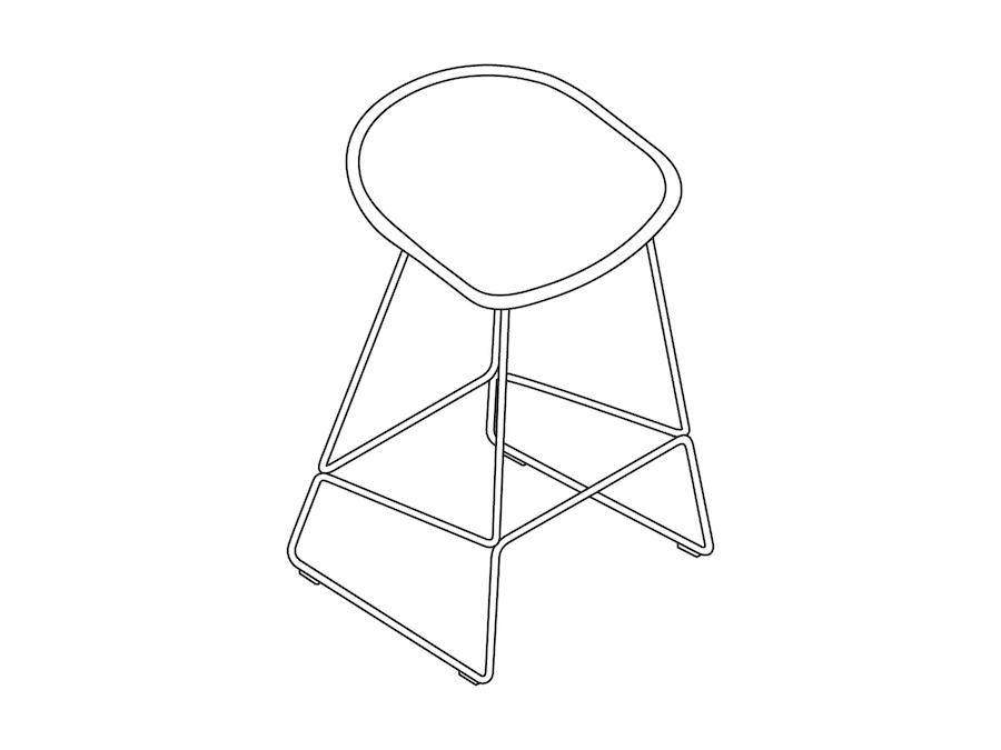A line drawing - About A Stool–Counter Height–Metal Base–Fully Upholstered (AAS39L)