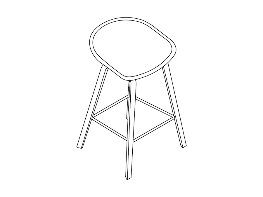 A line drawing - About A Stool–Counter Height–Molded Wood Base–Fully Upholstered (AAS33L)