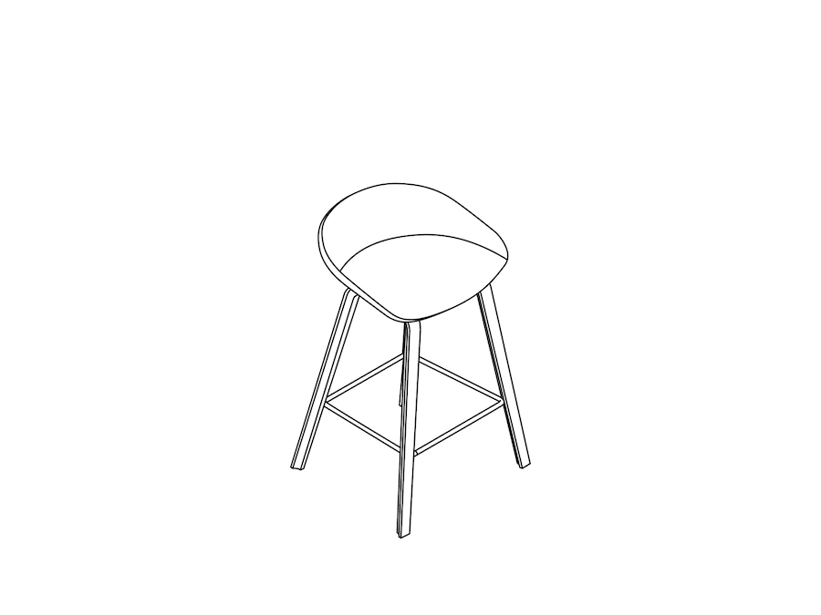 A line drawing - About A Stool–Counter Height–Molded Wood Base–Optional Seat Upholstery (AAS32L)
