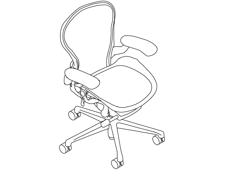 线描图 - Aeron座椅–A款–固定扶手