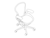 线描图 - Aeron座椅–A款–高度可调式扶手