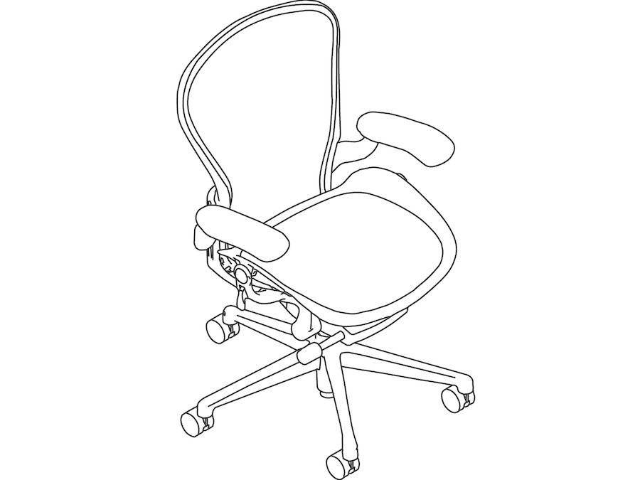 线描图 - Aeron座椅–C款–固定扶手