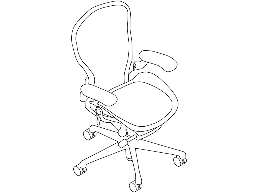 线描图 - Aeron座椅–C款–高度可调式扶手